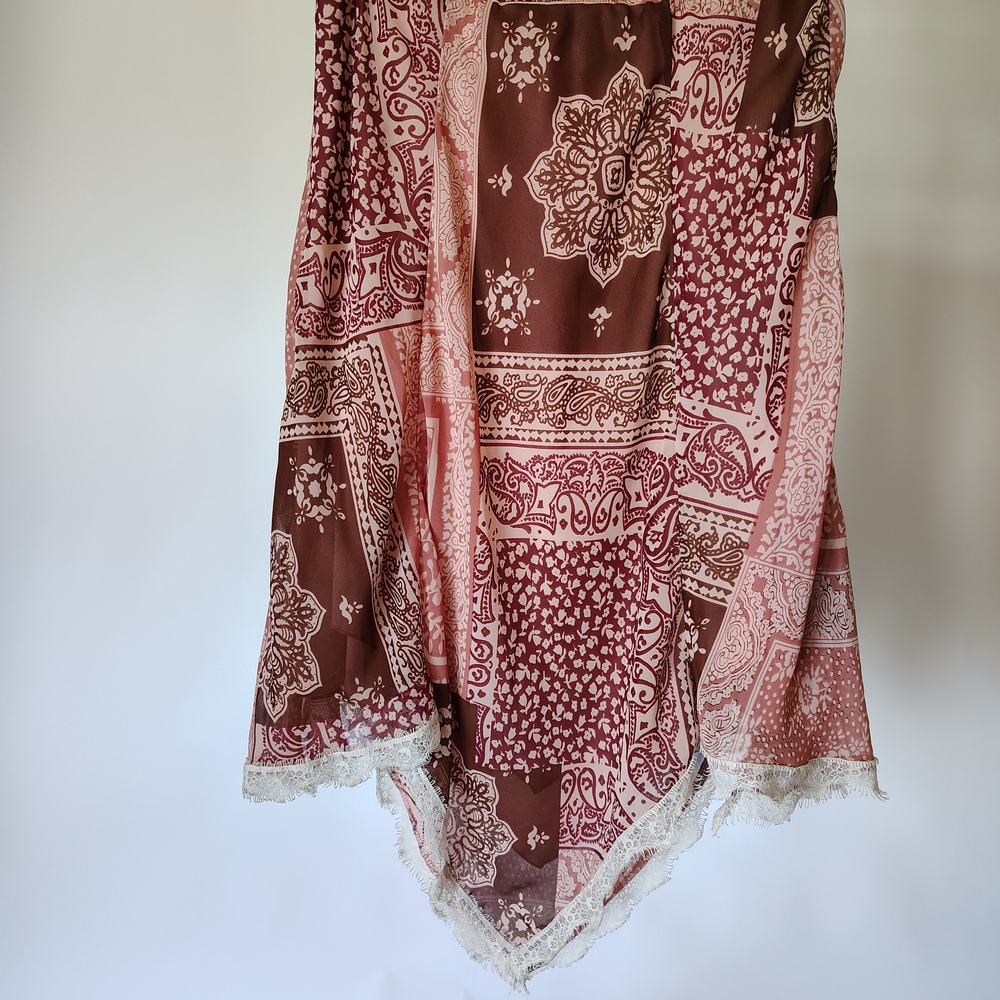 Speechless Brown and Pink Patterned Shawl